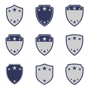 Diagram illustrating the various badge cutout shapes, allowing you to custom badge wallet to fit your specific shield.