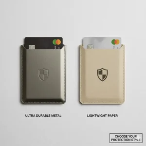 Comparing different materials like durable aluminum and paper for debit card sleeves protection.