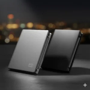 Side-by-side comparison of the silver rfid aluminum wallet next to a black one.