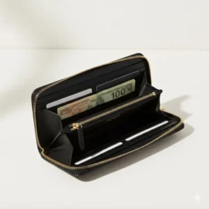 Interior view of the kate spade large continental wallet showing organized card slots and a coin compartment.