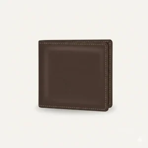 A side view showing the ultra-slim and minimalist profile of a dark brown wallet.