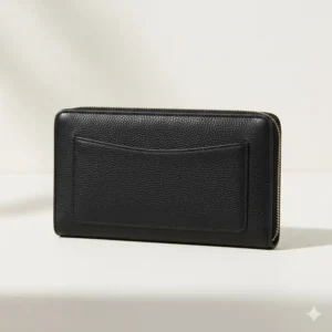 The exterior back view of a kate spade large continental wallet featuring a convenient slide pocket.