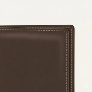 Close-up shot showing the genuine leather grain and stitching of a dark brown wallet.