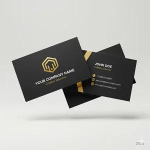 A high-quality 3D realistic mockup displaying the final printed business card file.