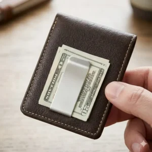 Sleek minimalist holder money design showing a slim, modern profile.
