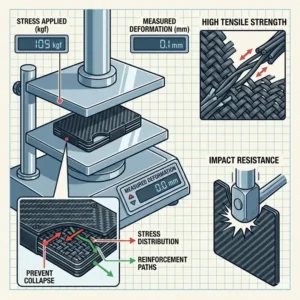 Visual representation of durability testing for the best carbon fiber wallet material.
