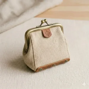 Illustration of a durable handcrafted canvas coin purse purse with a reinforced bottom.