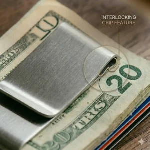 A minimalist everyday carry flat lay featuring the slim clip money clip and accessories.