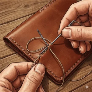 ing the edge burnisher from the leather wallet making kit to create a smooth and professional finish.