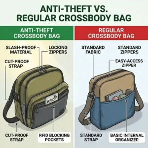 A feature comparison table showing why this model is the best anti theft crossbody bag on the market.