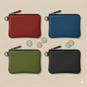 A collection of small coin pouch with zipper products in various vibrant colors.