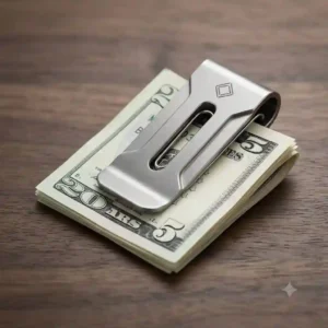 A durable titanium metal design showcasing the best money clip mechanism for securing cash.