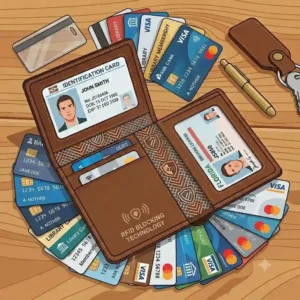 A sleek black unisex id card wallet with minimalist design.